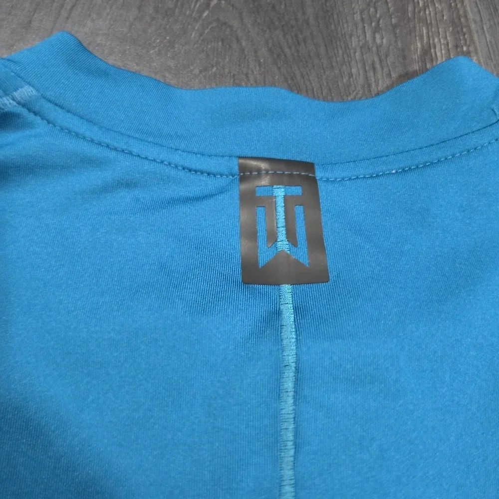 Nike‎ Dri-Fit Tiger Woods Blade Collar Polo Shirt Men M Blue Golf Reflective